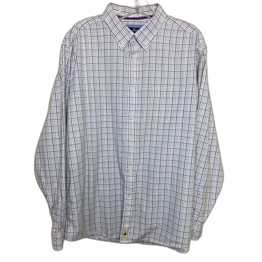 G.H. Bass & Co Men's Button Down Shirt Collar Neck Long Sleeves  Purple Size XL